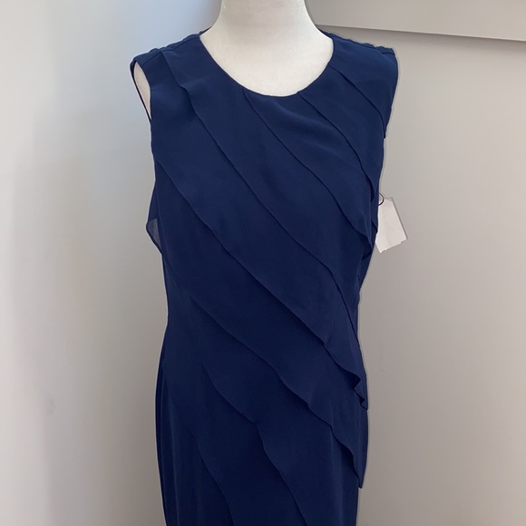 NWOT Carmen Marc Valvo Asymmetrical Chiffon Gown - Picture 6 of 14